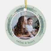 Holly & Pine Photo Keramisch Ornament (Voorkant)