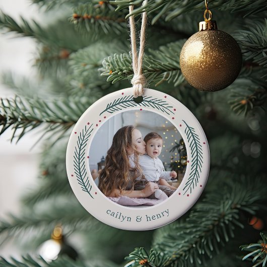 Holly & Pine Photo Keramisch Ornament