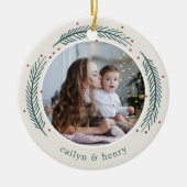 Holly & Pine Photo Keramisch Ornament (Voorkant)