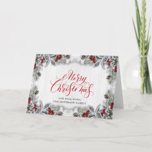 Holly & Pine Rustic kerst Corporate Greeting C Kaart