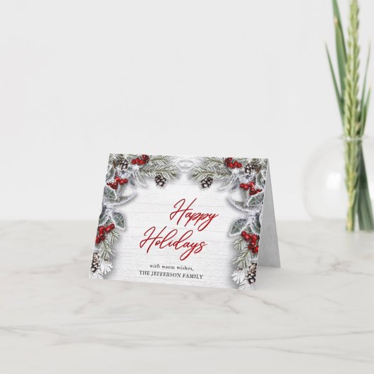 Holly & Pine Rustic kerst Corporate Greeting Kaart (Voorkant)