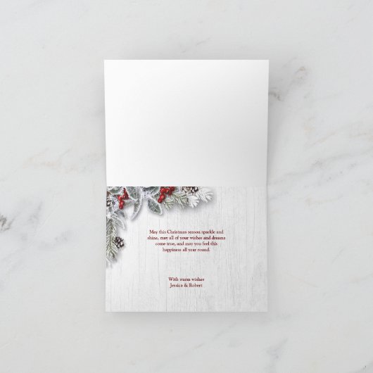 Holly & Pine Rustic kerst Corporate Greeting Kaart (Binnen)