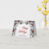 Holly & Pine Rustic kerst Corporate Greeting Kaart (Gele Bloem)
