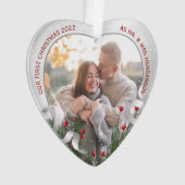 Holly & Pine Silver Lijst Foto-Passen getrouwd 1e  Ornament (voorkant)