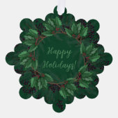 Holly Pine takken bessen Kerstkrans Ornament Kaart (Voorkant)