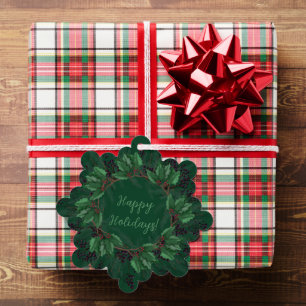 Holly Pine takken bessen Kerstkrans Ornament Kaart