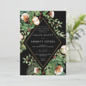 Holly Pine White Floral Winter Wedding Invitation Kaart (Staand voorkant)