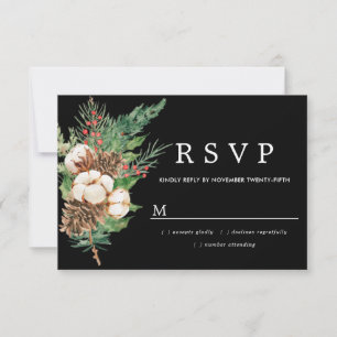 Holly Pine White Floral Winter Wedding RSVP-kaart RSVP Kaartje