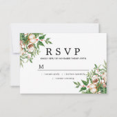 Holly Pine White Floral Winter Wedding RSVP Kaartje (Voorkant)