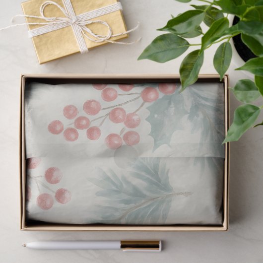 Holly & Pine Winter Botanical Background Decoupage Tissuepapier (Geschenk)