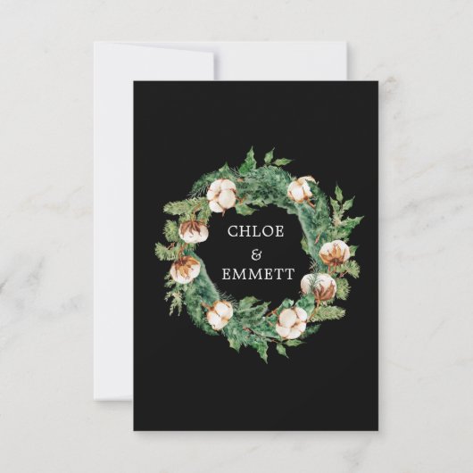 Holly Pine Winter Wedding RSVP maaltijdopties (Achterkant)