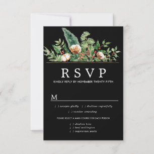 Holly Pine Winter Wedding RSVP maaltijdopties Kaartje