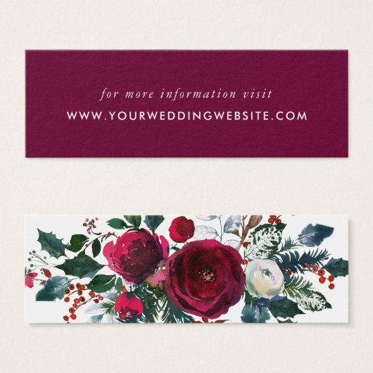 Holly & Pine Winter Wedding Website Insert Card Mini Visitekaartjes (Voorkant /achterkant)