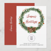 Holly Pine Wreath Company Logo Business Feestdagenkaart (Voorkant / Achterkant)