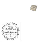 Holly & Pine Wreath Script Naam & Retouradres Rubberstempel (Gestempeld)