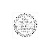 Holly & Pine Wreath Script Naam & Retouradres Rubberstempel (Afrduk)