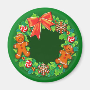 HOLLY, PINWHEELS & GINGER WREATH by SHARON SHARPE Magneet