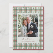 Holly Plaid Kerst Wenskaart met Foto Bedankkaart (Voorkant)