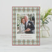 Holly Plaid Kerst Wenskaart met Foto Bedankkaart (Staand voorkant)