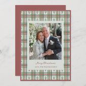Holly Plaid Kerst Wenskaart met Foto Bedankkaart (Voorkant / Achterkant)