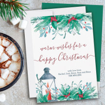 Holly Planten Mistletoe en Lantern Happy Kerstmis