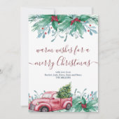 Holly Planten Mistletoe en Red Truck Kerstmis Feestdagenkaart (Voorkant)