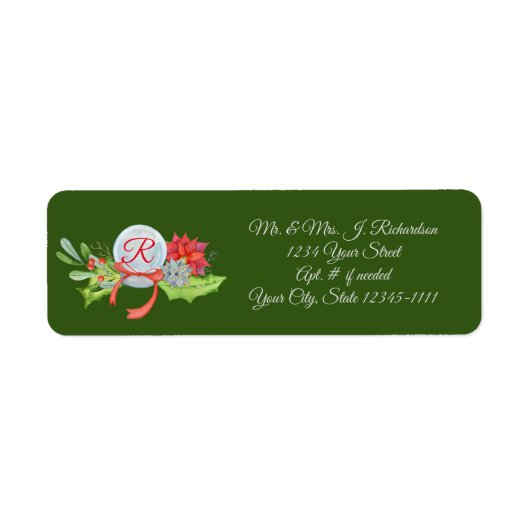 Holly Poinsettia Holiday Return Label (Voorkant)