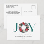 Holly Poinsettia Wreath Corporate Kerstmis Feestdagenkaart (Voorkant / Achterkant)