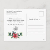 Holly Poinsettia Wreath Corporate Kerstmis Feestdagenkaart (Achterkant)