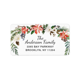 Holly Poinsettia Wreath kerstretour Adres Etiket