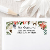 Holly Poinsettia Wreath kerstretour Adres Etiket (Insitu)