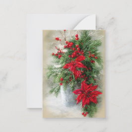 Holly poinsettias en fier budget Kerstmis Notitiekaartje