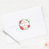 Holly & Poinsettias Kerstronkelaars Ronde Sticker (Envelop)