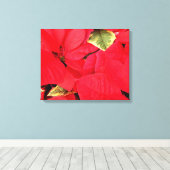 Holly Point Poinsettias Holiday Floral Canvas Afdruk (Insitu (Houten vloer))