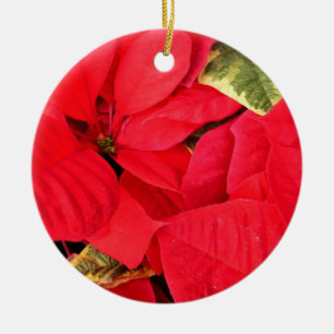 Holly Point Poinsettias Holiday Floral Keramisch Ornament