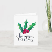 Holly Prettige feestdagen FOLDED card Kaart (Voorkant)