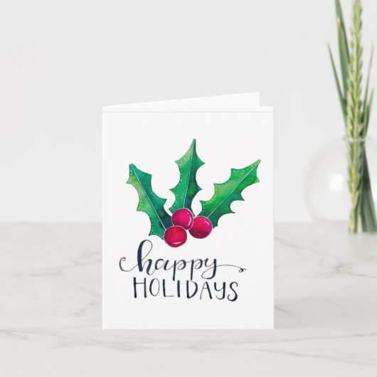 Holly Prettige feestdagen FOLDED card Kaart (Voorkant)