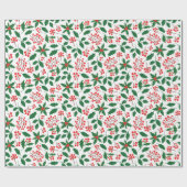 Holly Red Berries Botanical Christmas Holiday Cadeaupapier (Vlak)