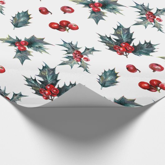 Holly Red Berries Cadeaupapier (Hoek)