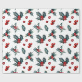 Holly Red Berries Cadeaupapier (Vlak)
