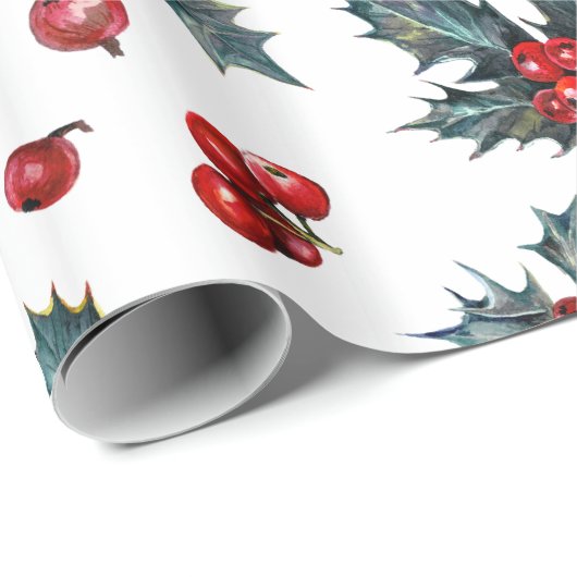 Holly Red Berries Cadeaupapier (Rol Hoek)