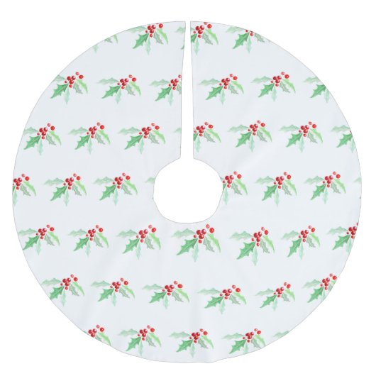 Holly red berries Kerstmis waterverf groen rood Kerstboom Rok (Voorkant)