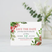 Holly | Red Berry Holiday Party Save the Date Aankondigingskaart (Staand voorkant)