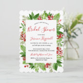 Holly Red Berry kerst Modern | Vrijgezellenfeest Kaart (Staand voorkant)