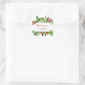 Holly Red Berry Kerstbruiloft Dank u Vierkante Sticker (Tas)