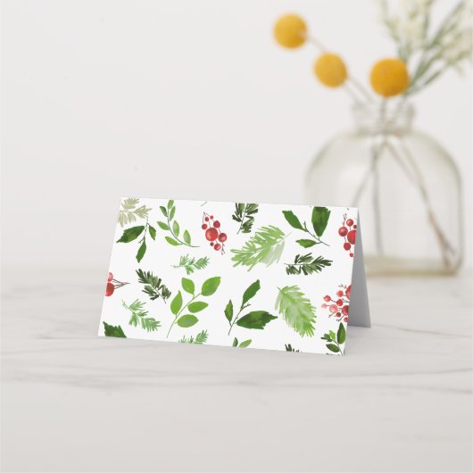 Holly Red Berry kerstbruiloft Plaatskaartje (Achterkant)