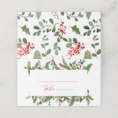 Holly Red Berry kerstbruiloft Plaatskaartje (Buitenkant ongevouwen)