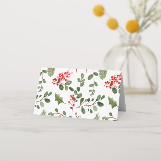 Holly Red Berry kerstbruiloft Plaatskaartje (Achterkant)