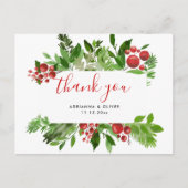 Holly Red Berry Kerstmis Modern Weddenschap Bedank Briefkaart (Voorkant)