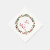 Holly Red Berry Kerstmis Wreath Weddenschap Monogr Servet (Hoek)
